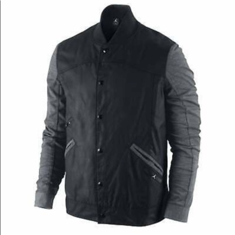 JORDAN MENS BUTTON UP VARSITY JACKET W MULTIPLE POCKETS